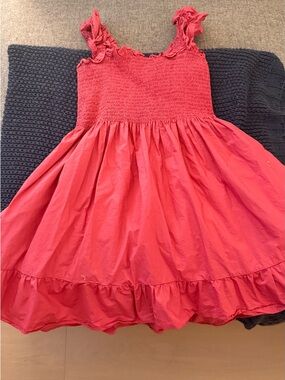Girls' Pink Ruffle Strap Summer Dress